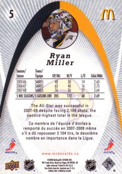 2008-09 Upper Deck McDonald's #5 Ryan Miller Back