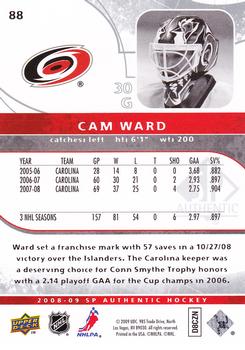 2008-09 SP Authentic #88 Cam Ward Back