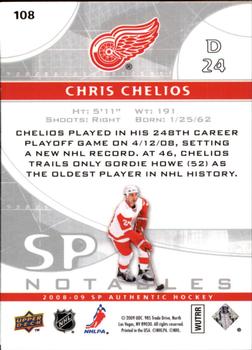 2008-09 SP Authentic #108 Chris Chelios Back