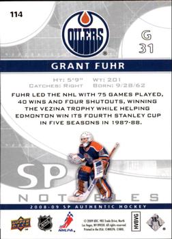 2008-09 SP Authentic #114 Grant Fuhr Back