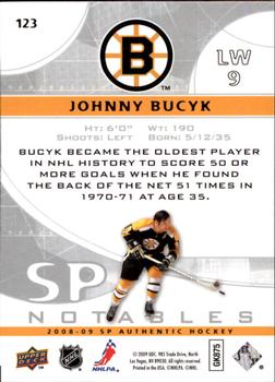 2008-09 SP Authentic #123 Johnny Bucyk Back