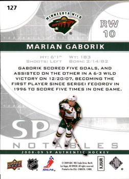 2008-09 SP Authentic #127 Marian Gaborik Back