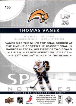 2008-09 SP Authentic #155 Thomas Vanek Back