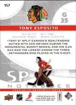 2008-09 SP Authentic #157 Tony Esposito Back