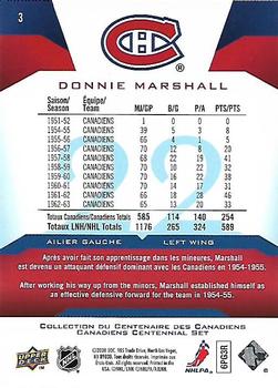 2008-09 Upper Deck Montreal Canadiens Centennial #3 Don Marshall Back