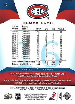 2008-09 Upper Deck Montreal Canadiens Centennial #17 Elmer Lach Back