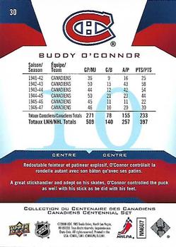 2008-09 Upper Deck Montreal Canadiens Centennial #30 Buddy O'Connor Back