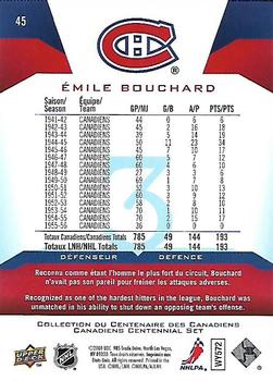 2008-09 Upper Deck Montreal Canadiens Centennial #45 Butch Bouchard Back
