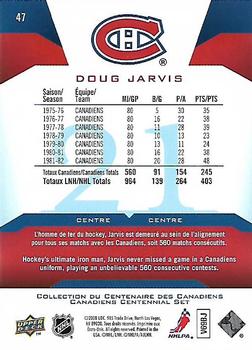 2008-09 Upper Deck Montreal Canadiens Centennial #47 Doug Jarvis Back
