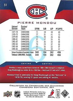 2008-09 Upper Deck Montreal Canadiens Centennial #51 Pierre Mondou Back