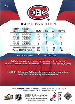 2008-09 Upper Deck Montreal Canadiens Centennial #53 Karl Dykhuis Back