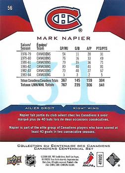 2008-09 Upper Deck Montreal Canadiens Centennial #56 Mark Napier Back