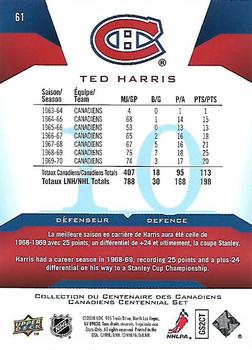 2008-09 Upper Deck Montreal Canadiens Centennial #61 Ted Harris Back