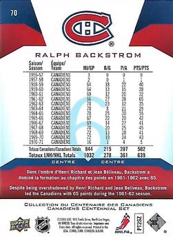 2008-09 Upper Deck Montreal Canadiens Centennial #70 Ralph Backstrom Back