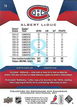 2008-09 Upper Deck Montreal Canadiens Centennial #79 Albert LeDuc Back