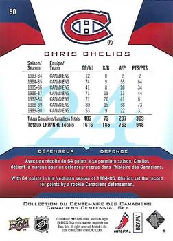 2008-09 Upper Deck Montreal Canadiens Centennial #80 Chris Chelios Back