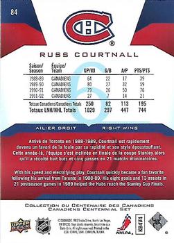 2008-09 Upper Deck Montreal Canadiens Centennial #84 Russ Courtnall Back