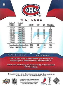 2008-09 Upper Deck Montreal Canadiens Centennial #86 Wilf Cude Back