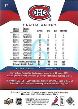 2008-09 Upper Deck Montreal Canadiens Centennial #87 Floyd Curry Back