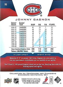 2008-09 Upper Deck Montreal Canadiens Centennial #96 Johnny Gagnon Back