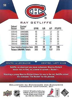 2008-09 Upper Deck Montreal Canadiens Centennial #98 Ray Getliffe Back