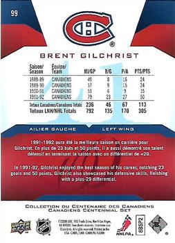 2008-09 Upper Deck Montreal Canadiens Centennial #99 Brent Gilchrist Back