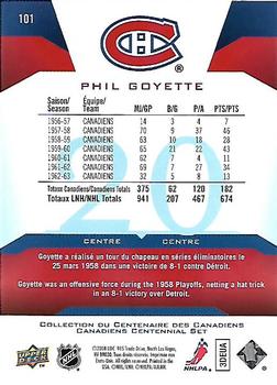 2008-09 Upper Deck Montreal Canadiens Centennial #101 Phil Goyette Back