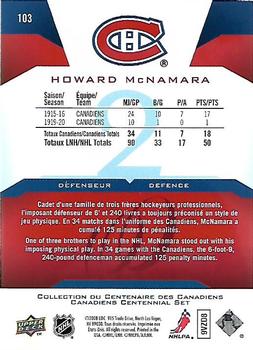 2008-09 Upper Deck Montreal Canadiens Centennial #103 Howard McNamara Back