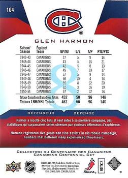 2008-09 Upper Deck Montreal Canadiens Centennial #104 Glen Harmon Back