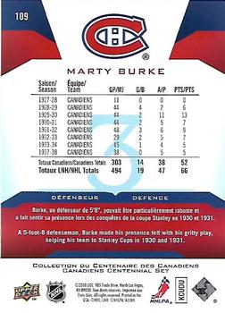 2008-09 Upper Deck Montreal Canadiens Centennial #109 Marty Burke Back