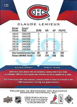 2008-09 Upper Deck Montreal Canadiens Centennial #123 Claude Lemieux Back