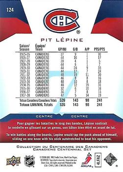 2008-09 Upper Deck Montreal Canadiens Centennial #124 Pit Lepine Back