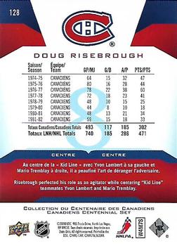 2008-09 Upper Deck Montreal Canadiens Centennial #128 Doug Risebrough Back