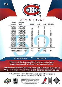2008-09 Upper Deck Montreal Canadiens Centennial #129 Craig Rivet Back