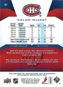 2008-09 Upper Deck Montreal Canadiens Centennial #161 Calum MacKay Back
