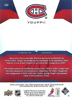 2008-09 Upper Deck Montreal Canadiens Centennial #163 Youppi Back