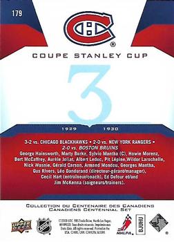 2008-09 Upper Deck Montreal Canadiens Centennial #179 Coupe Stanley Cup Back