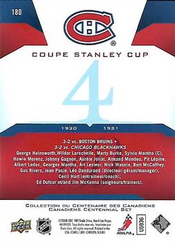 2008-09 Upper Deck Montreal Canadiens Centennial #180 Coupe Stanley Cup Back
