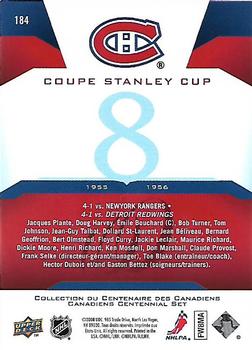 2008-09 Upper Deck Montreal Canadiens Centennial #184 Coupe Stanley Cup Back