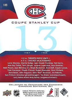 2008-09 Upper Deck Montreal Canadiens Centennial #189 Coupe Stanley Cup Back