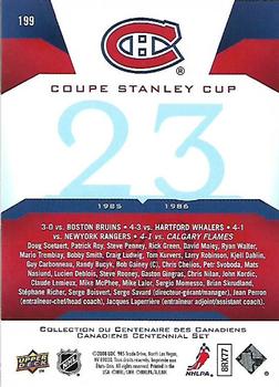 2008-09 Upper Deck Montreal Canadiens Centennial #199 Coupe Stanley Cup Back