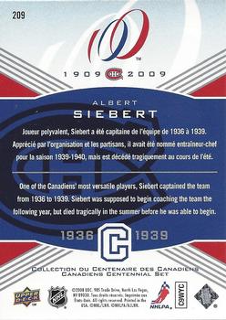 2008-09 Upper Deck Montreal Canadiens Centennial #209 Albert Siebert Back