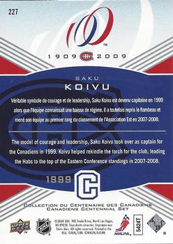 2008-09 Upper Deck Montreal Canadiens Centennial #227 Saku Koivu Back