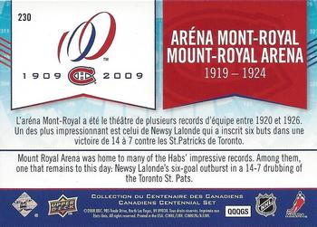 2008-09 Upper Deck Montreal Canadiens Centennial #230 Mont-Royal Arena Back