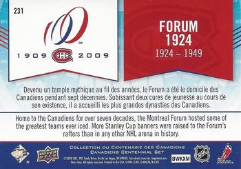 2008-09 Upper Deck Montreal Canadiens Centennial #231 Forum - 1924 Back