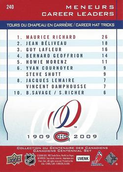 2008-09 Upper Deck Montreal Canadiens Centennial #240 Maurice Richard Back