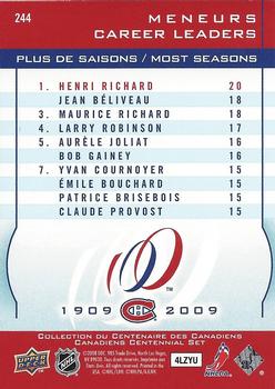 2008-09 Upper Deck Montreal Canadiens Centennial #244 Henri Richard Back
