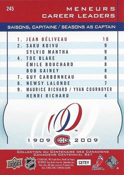 2008-09 Upper Deck Montreal Canadiens Centennial #245 Jean Beliveau Back
