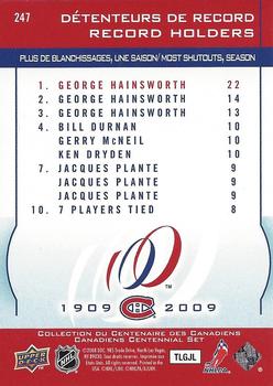 2008-09 Upper Deck Montreal Canadiens Centennial #247 George Hainsworth Back