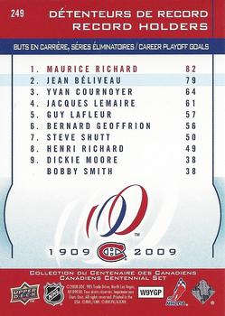 2008-09 Upper Deck Montreal Canadiens Centennial #249 Maurice Richard Back